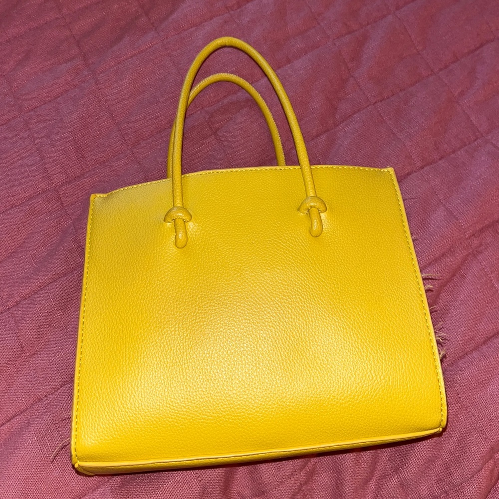 Anthropologie mini contrast tote bag in yellow